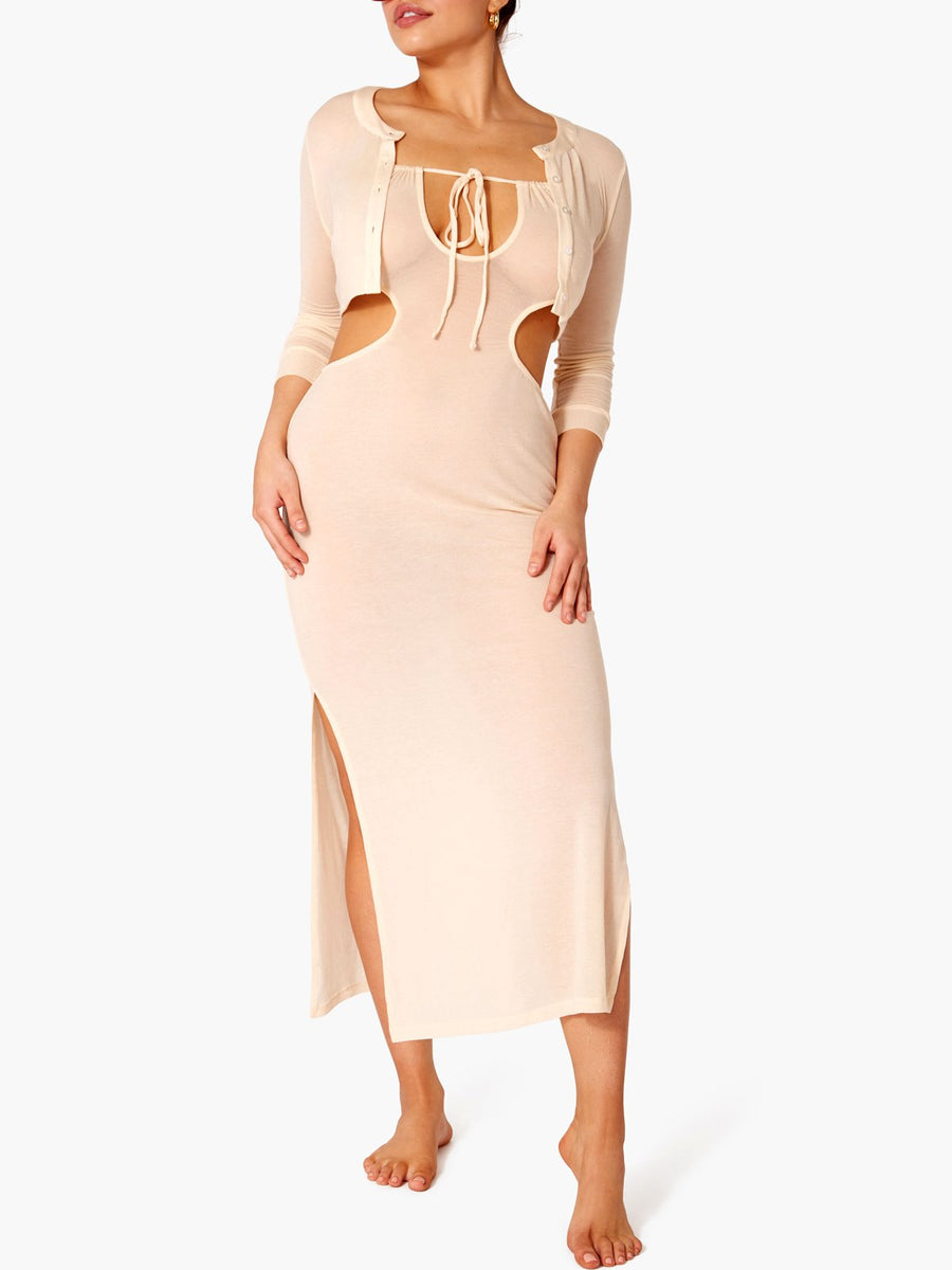 we wore what cut out dress WE WORE WHAT | RUCHED CUTOUT MAXI