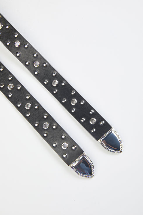 DOUBLE-BUCKLE LEATHER BELT