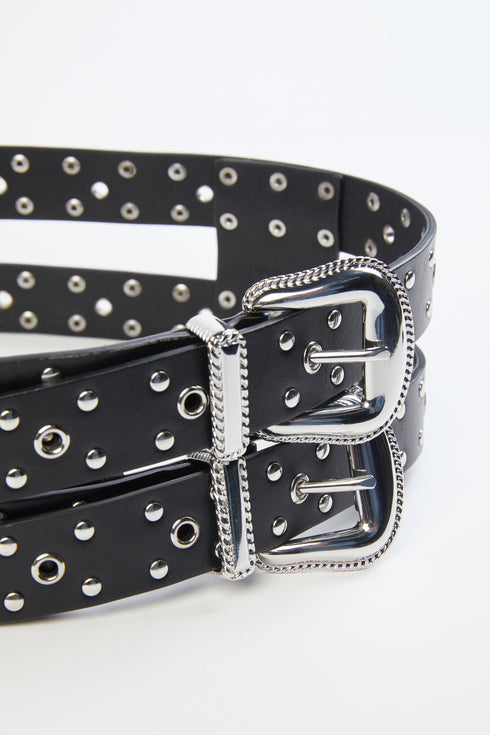 DOUBLE-BUCKLE LEATHER BELT