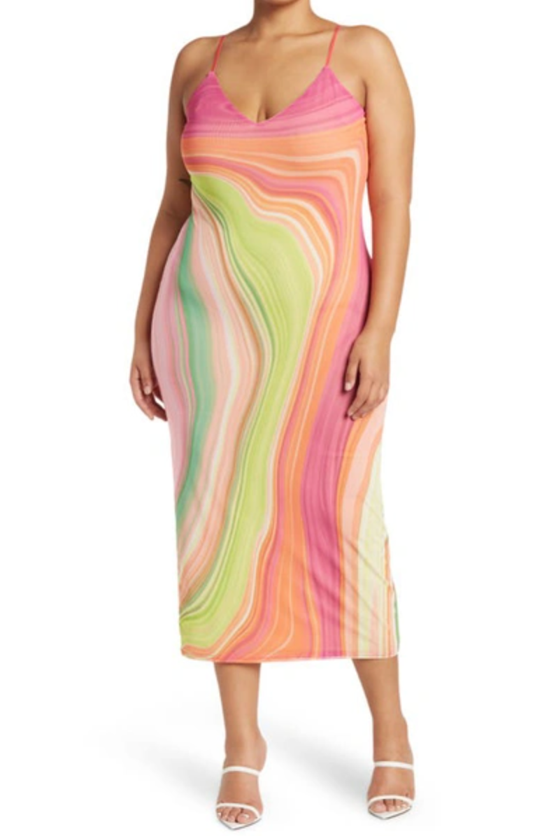 PINK AMINA POWER MESH MIDI SLIP DRESS | AFRM