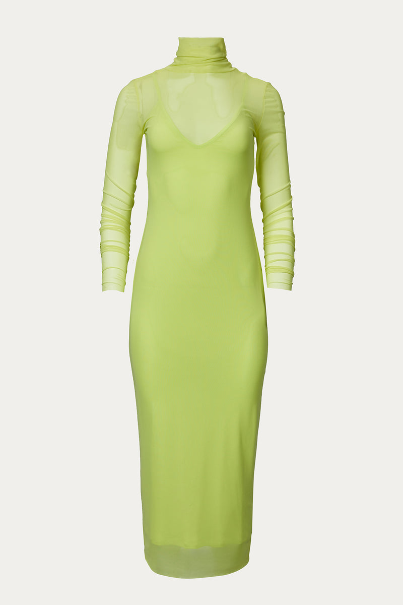 fitted lace wedding dress AFRM | SHAILENE POWER MESH TURTLENECK MIDI DRESS