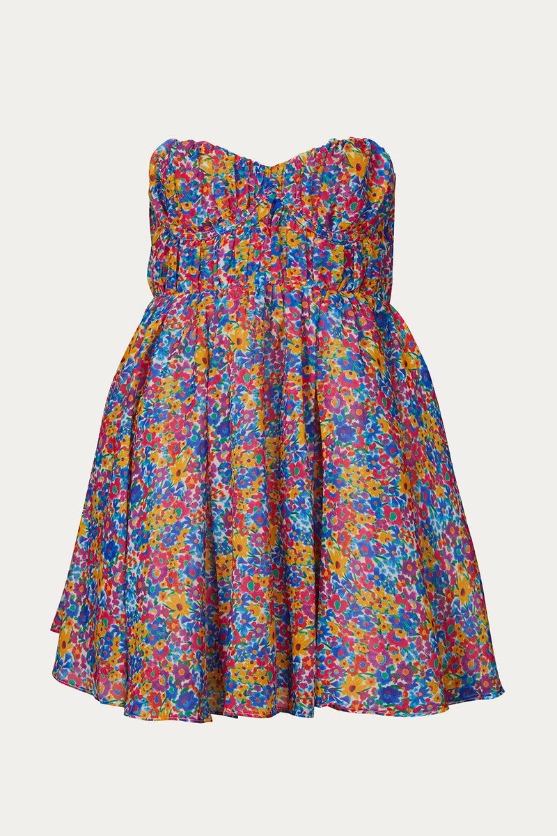 SASHA FLORAL-PRINT STRAPLESS BUSTIER MINI DRESS | FOR LOVE & LEMONS