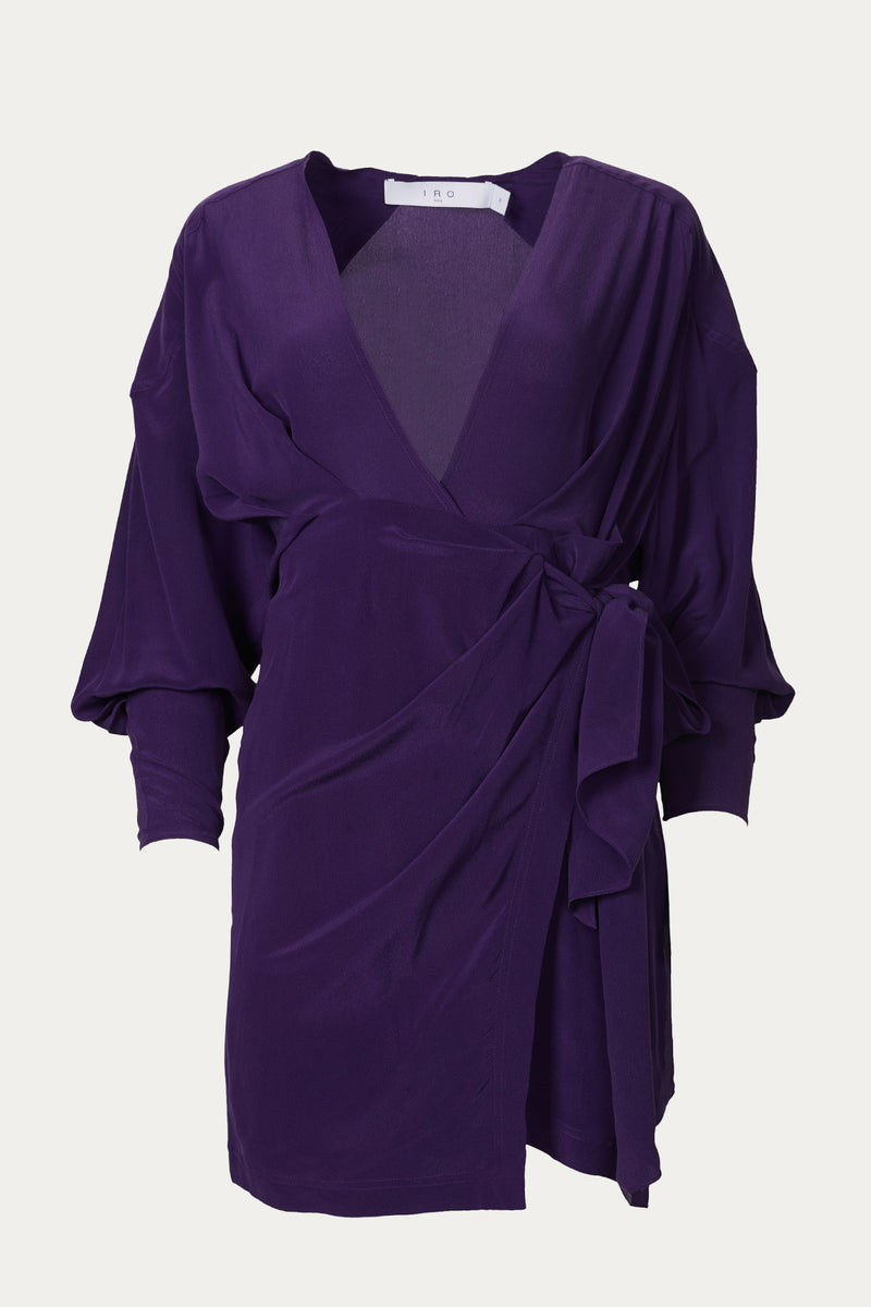 iro purple dress Iro Paris Draped Knotted Dress