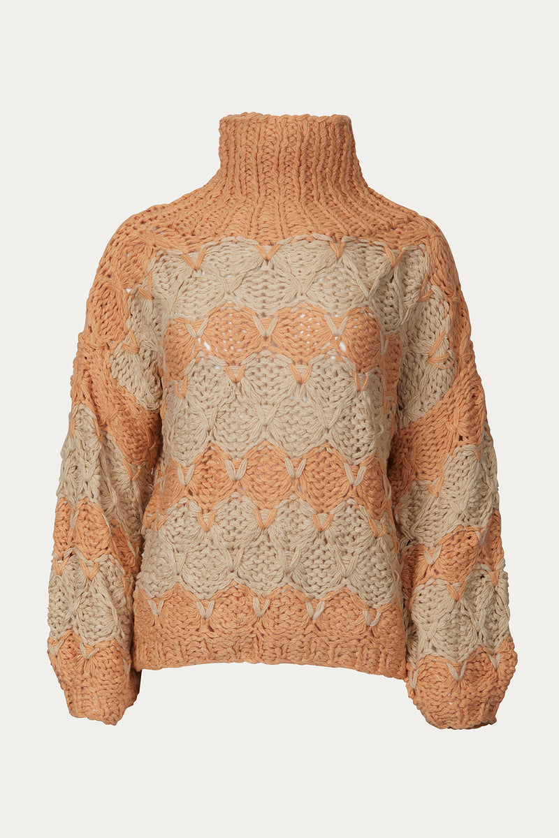 POL CLOTHING OPEN KNIT CHUNKY TURTLENECK SWEATER The Silence Company