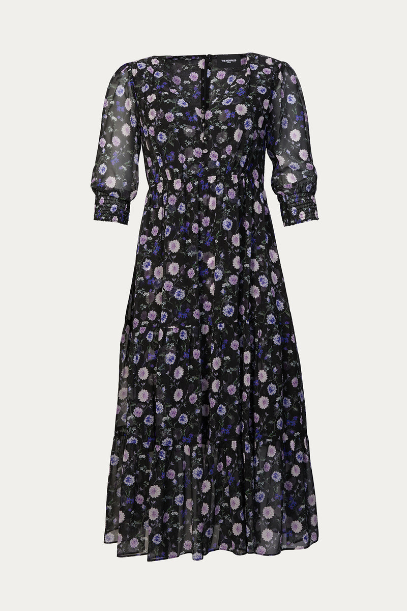 THE KOOPLES | FLORAL-PRINT SILK MIDI DRESS