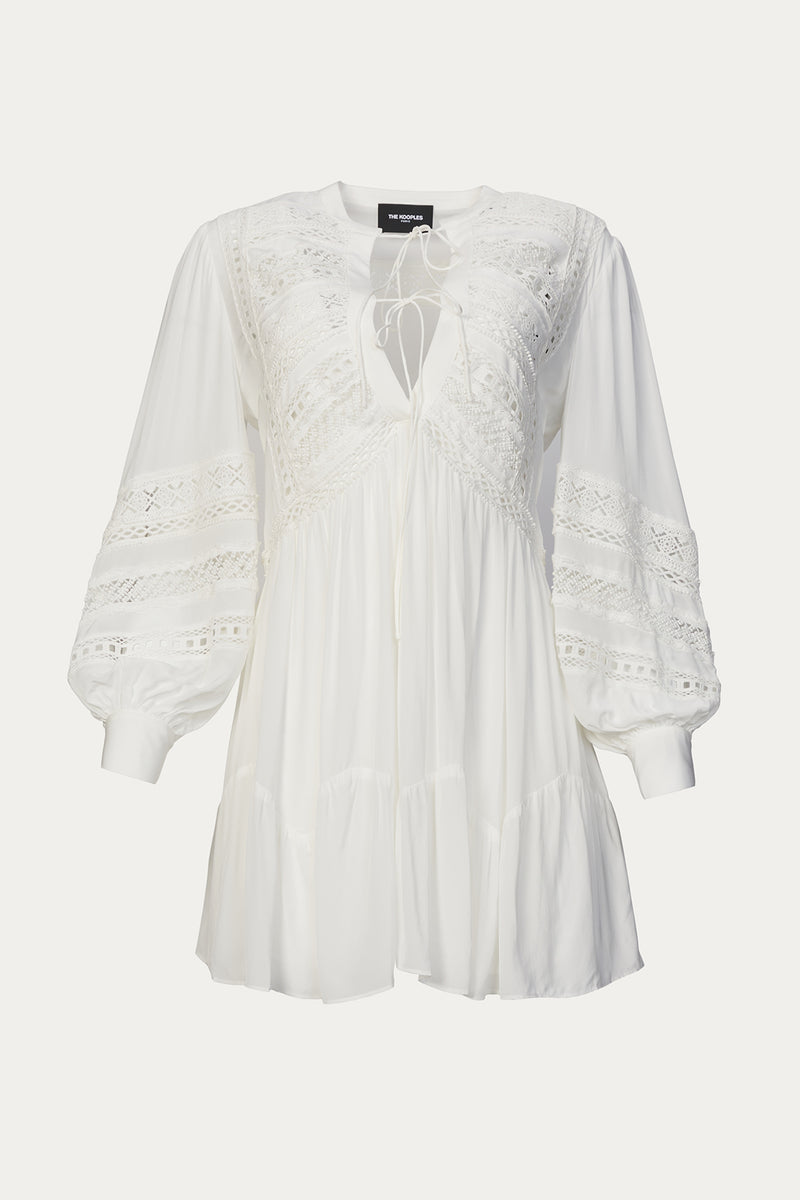 LACE-EMBROIDERED MINI DRESS LACE-EMBROIDERED MINI DRESS