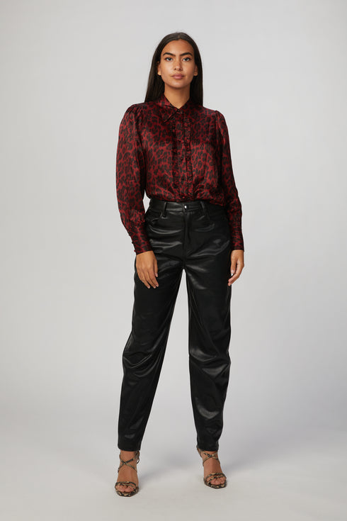 LEOPARD-PRINT SATIN BLOUSE