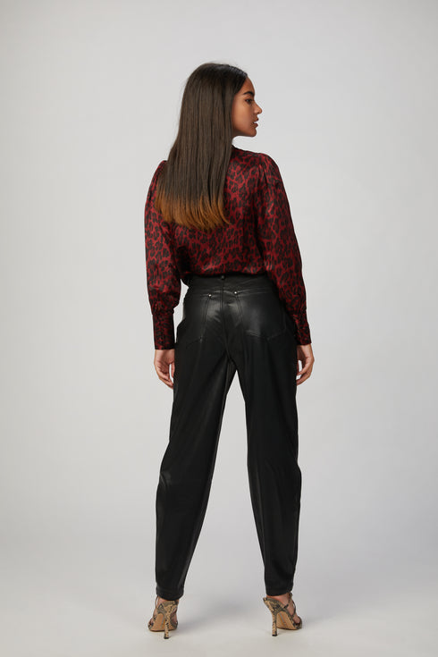 LEOPARD-PRINT SATIN BLOUSE