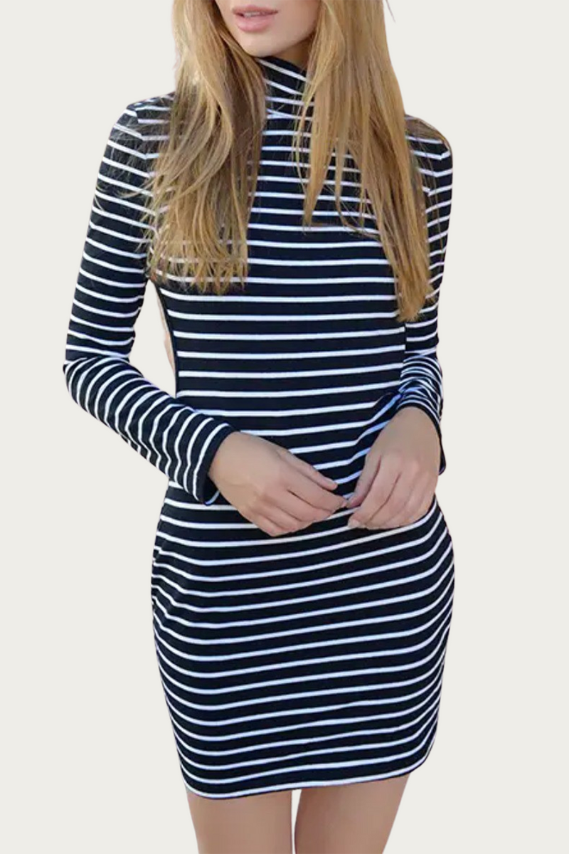 ESLEY | OPEN-BACK TURTLENECK MINI DRESS | The Silence Company
