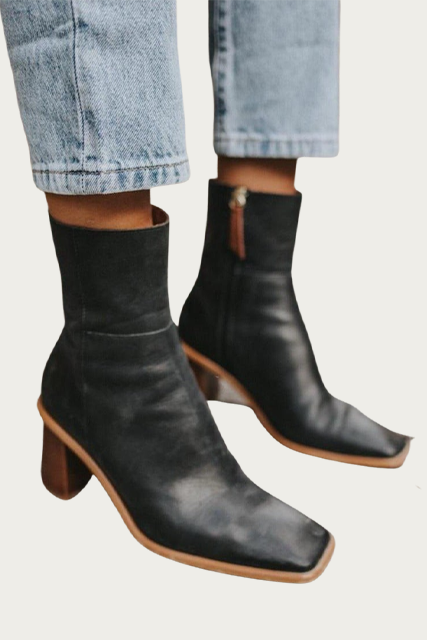 ALOHAS | WEST VINTAGE BLACK LEATHER ANKLE BOOTS | The  display picture 3