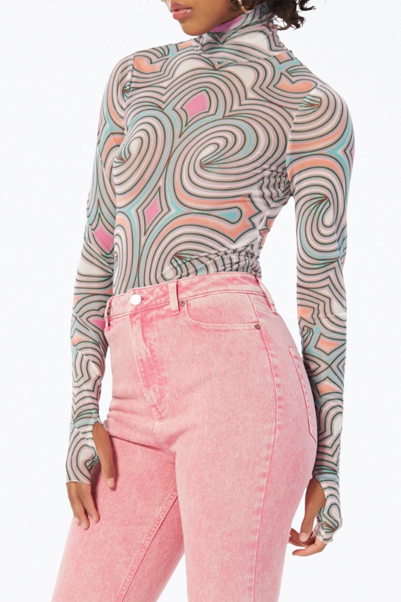 Feed AFRM Zadie Power Mesh Turtleneck Top L The Silence Co