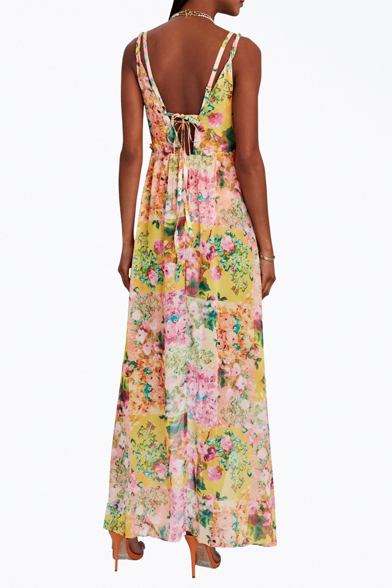 for love and lemons madison maxi dress MADISON FLORAL-PRINT ASYMMETRIC CHIFFON MAXI DRESS | FOR LOVE & LEMONS