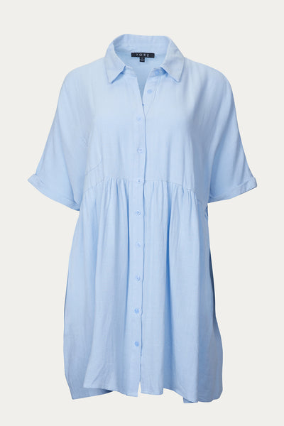 LINEN-BLEND MINI SHIRT DRESS | FORE COLLECTION | The Silence Company