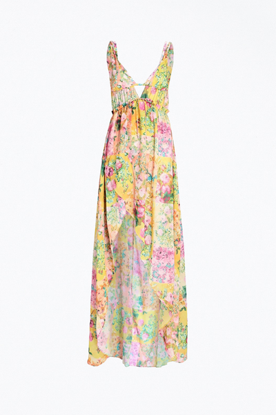 MADISON FLORAL-PRINT ASYMMETRIC CHIFFON MAXI DRESS | FOR LOVE & LEMONS